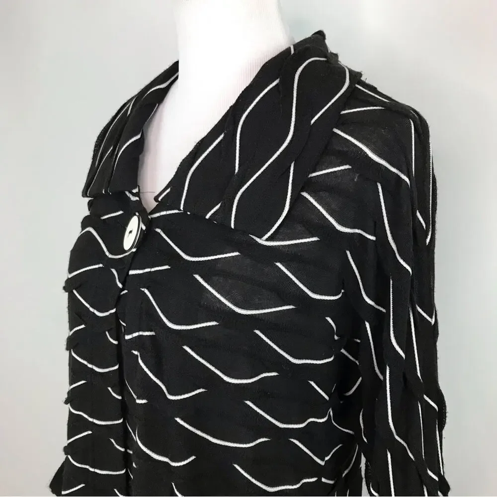 JOSEPH RIBKOFF Textured Knit Tulip-Back Lagenlook Cardigan Sweater Womens Size 8